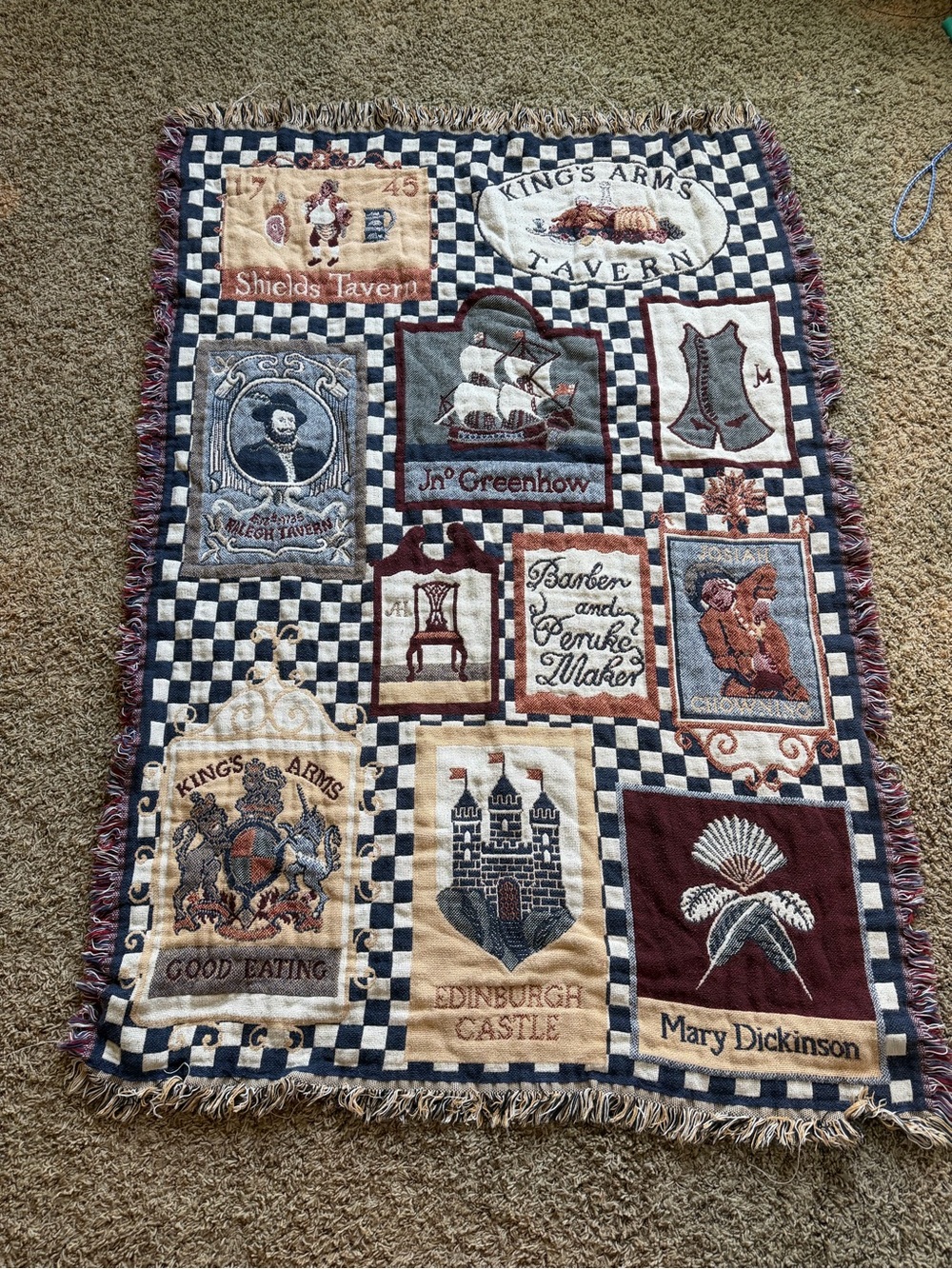 Vintage Colonial Williamsburg Throw